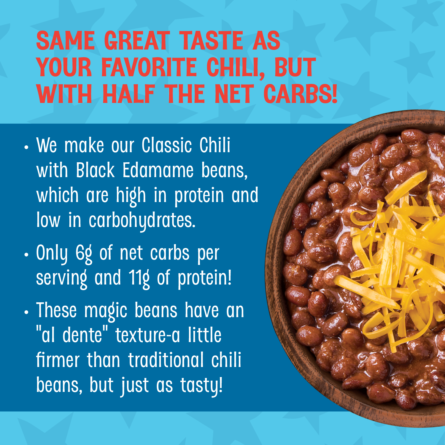 Heat-and-Eat Pouch, Low Carb Chili made with Black Edamame Beans, Keto Friendly