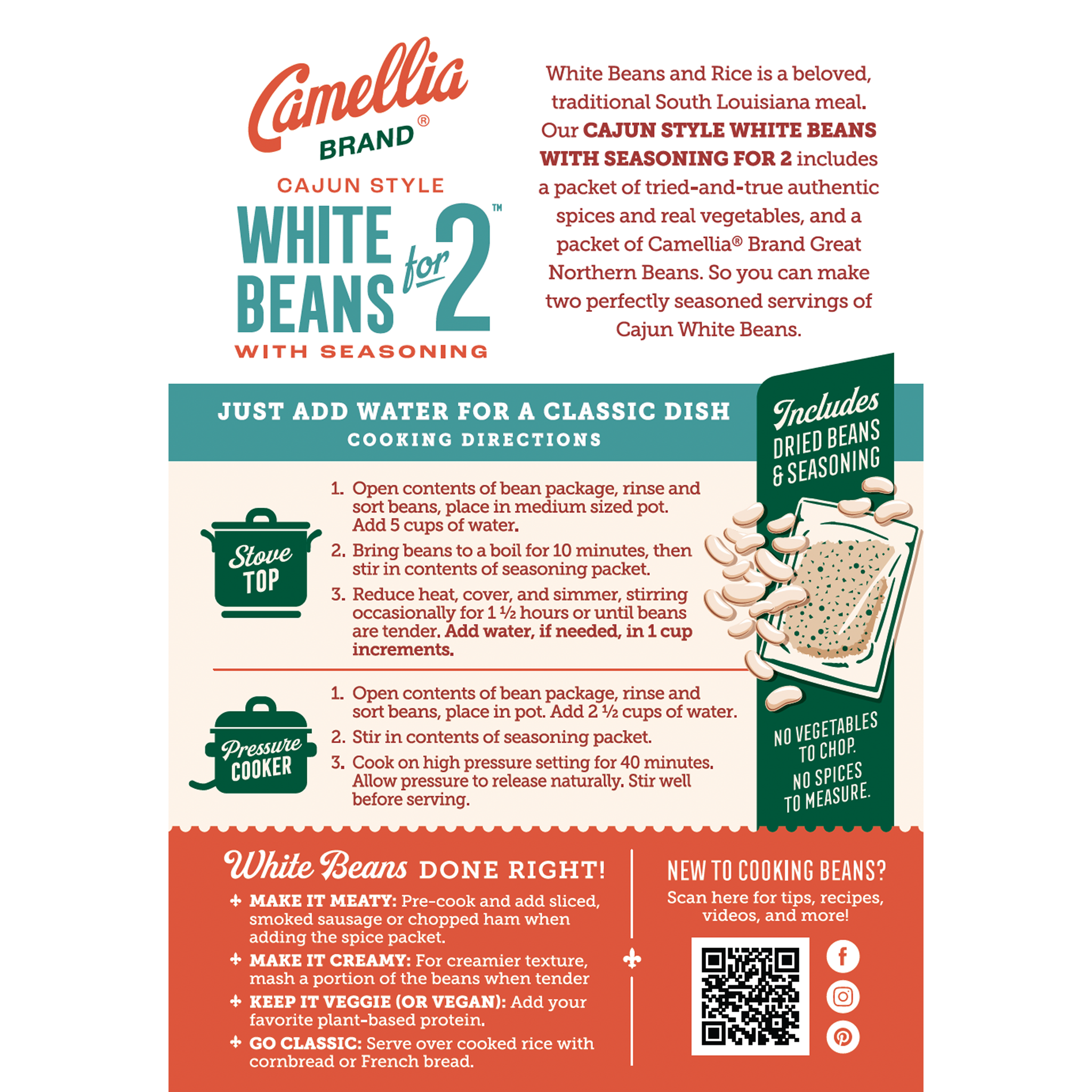 Cajun Style White Beans With Seasoning for 2